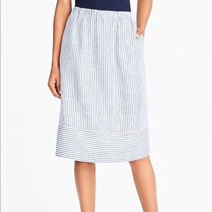 J. Crew Striped cotton-linen midi skirt